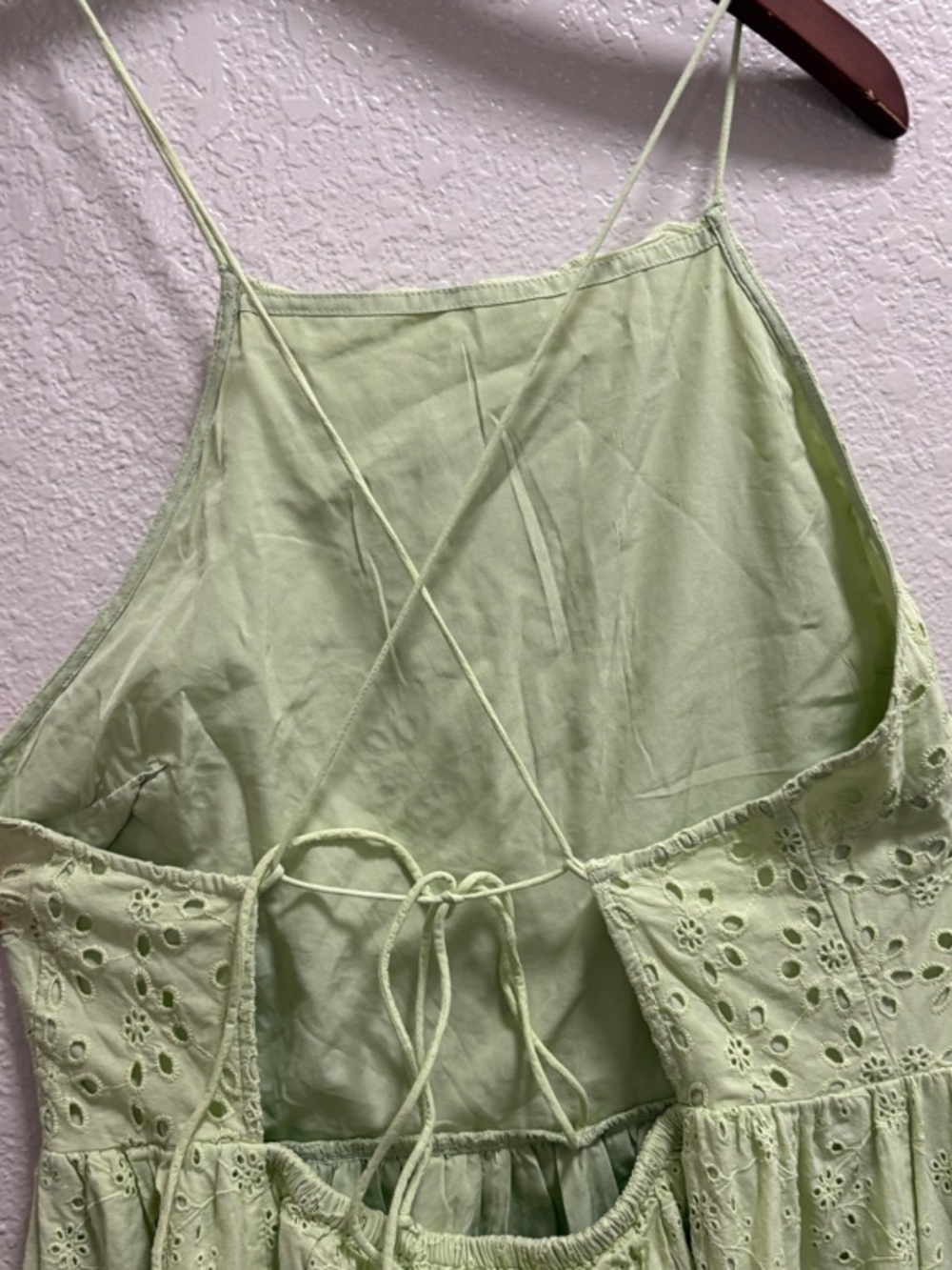 American Eagle Outfitters Light Green Eyelet Maxi Dress with Spaghetti Straps - Picture 7 of 7